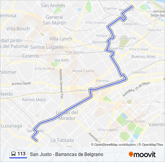 Ruta 113: Horarios, Paradas Y Mapas - Barrancas De Belgrano - San Justo ...