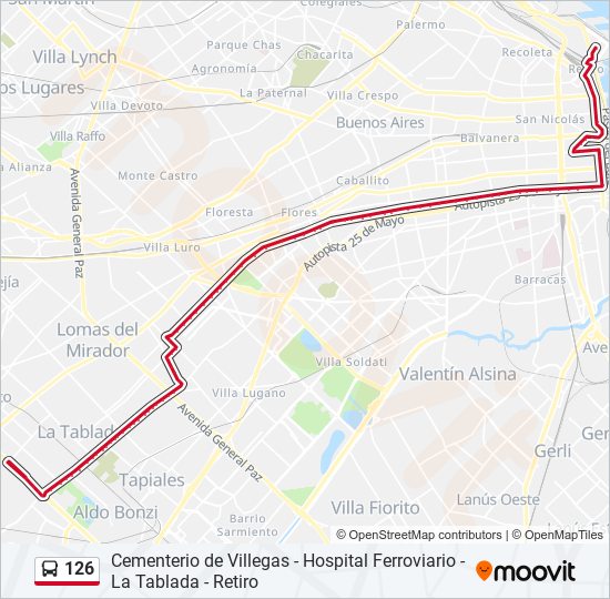 Mapa de 126 de Colectivo