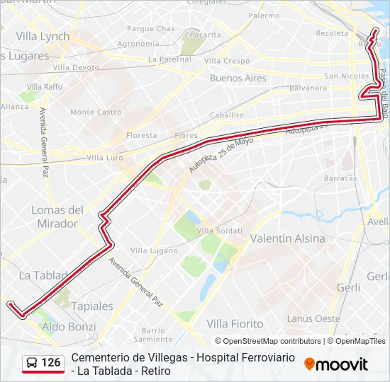 126 Colectivo Line Map