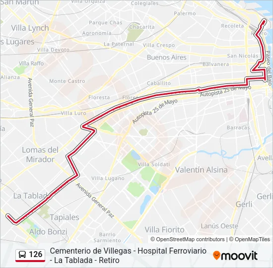 126 Colectivo Line Map