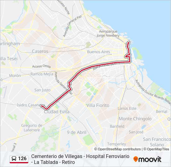Mapa de 126 de Colectivo