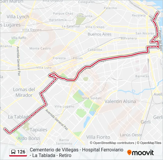 126 Colectivo Line Map