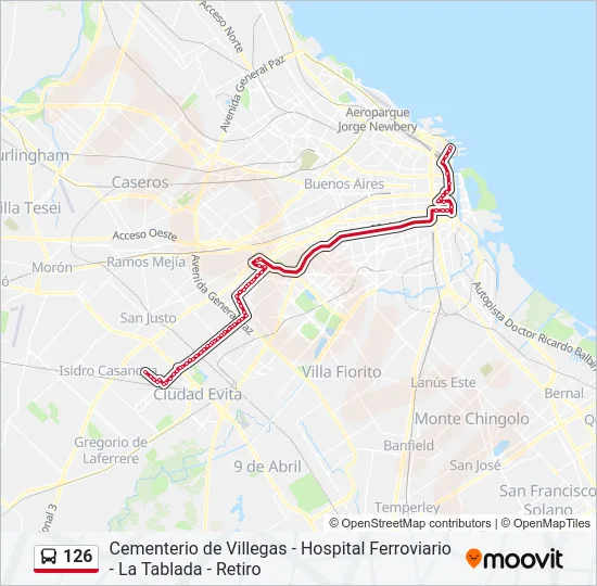 126 Colectivo Line Map