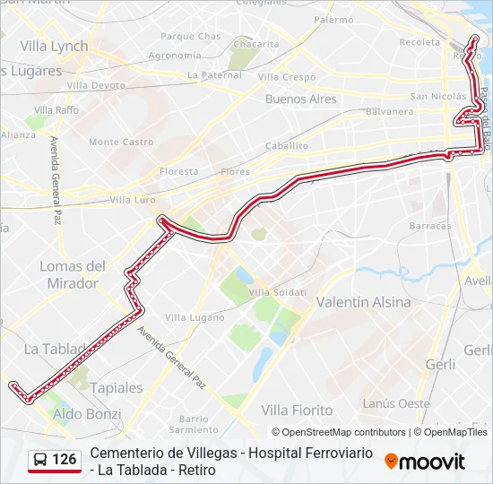 126 Colectivo Line Map