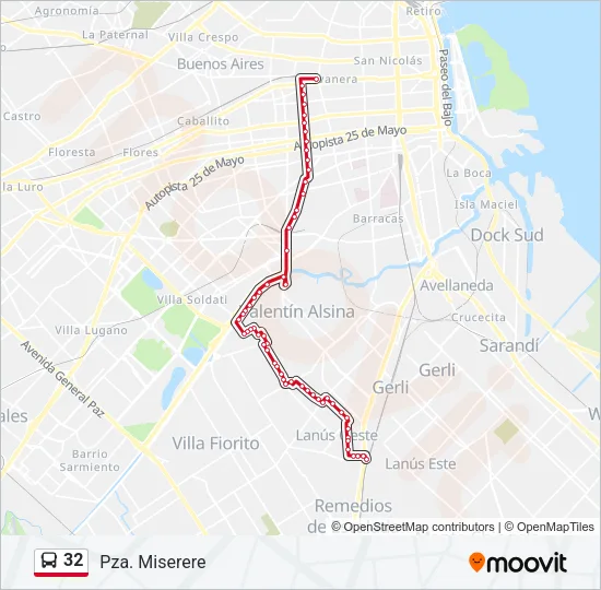 32 Colectivo Line Map