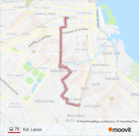 75 Colectivo Line Map