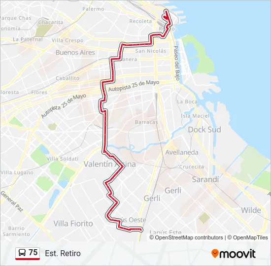 75 Colectivo Line Map