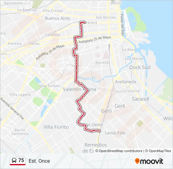 75 Colectivo Line Map