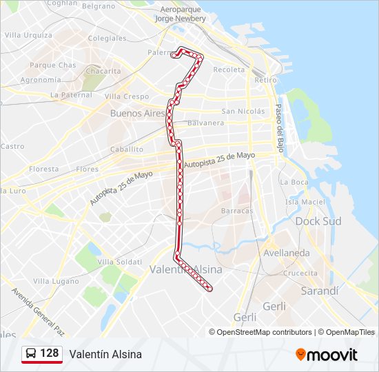 128 Colectivo Line Map