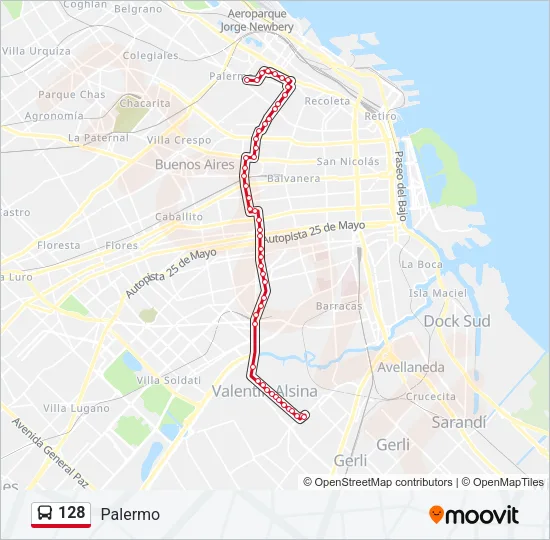 128 Colectivo Line Map