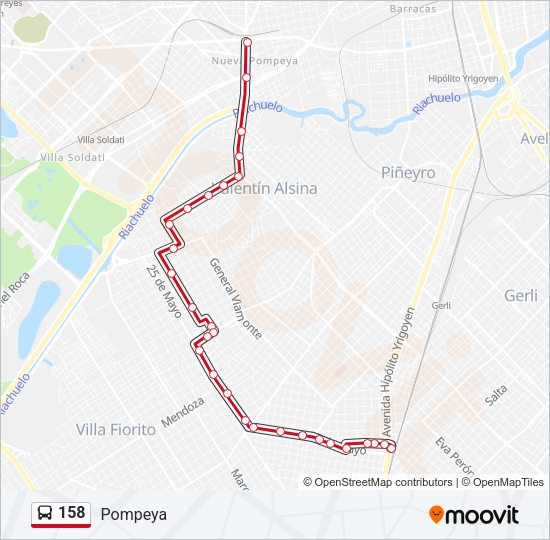 Mapa de 158 de Colectivo