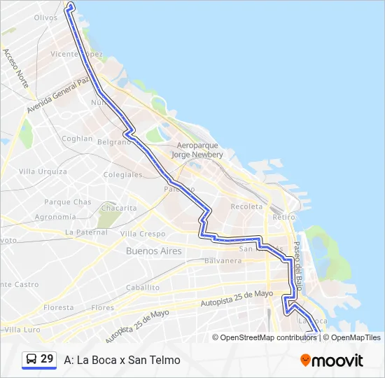 29 Colectivo Line Map