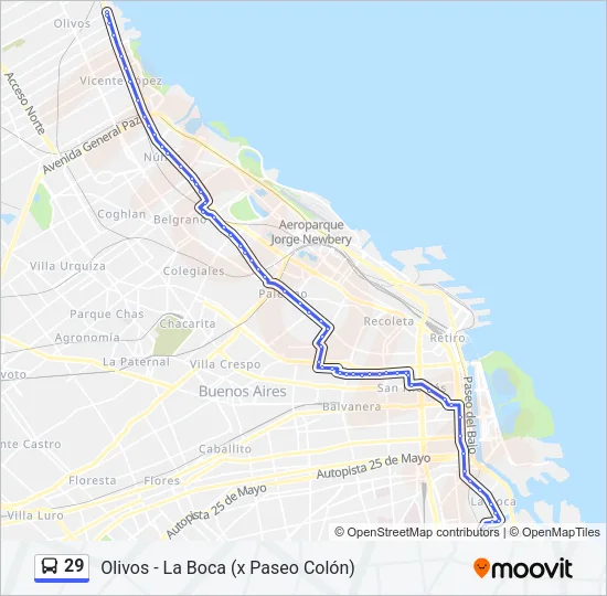 29 Colectivo Line Map