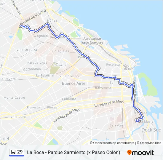 29 Colectivo Line Map