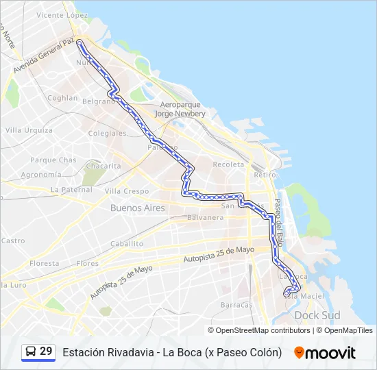 29 Colectivo Line Map