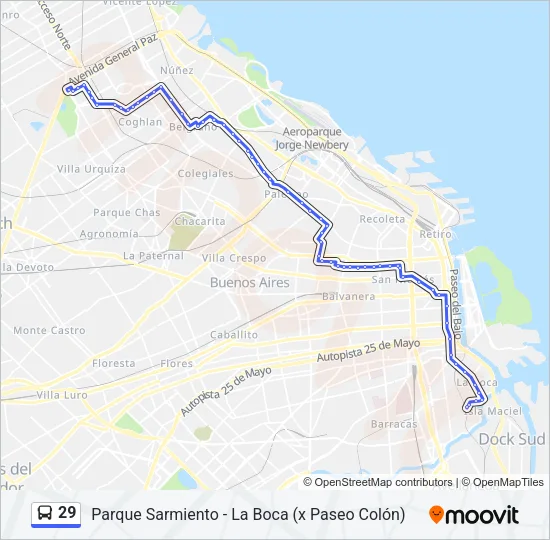 29 Colectivo Line Map