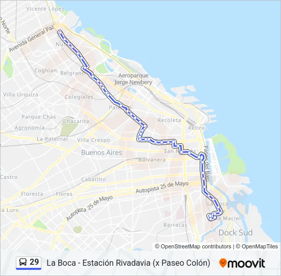 29 Colectivo Line Map