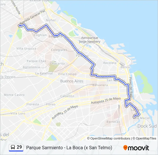 29 Colectivo Line Map