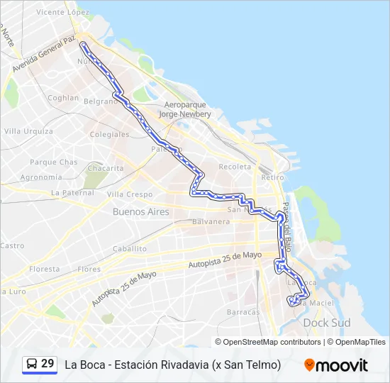 29 Colectivo Line Map