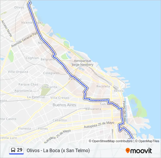 29 Colectivo Line Map