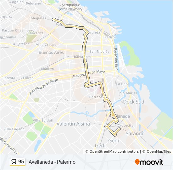 Ruta 95: horarios, paradas y mapas - Avellaneda - Palermo (X Htal ...