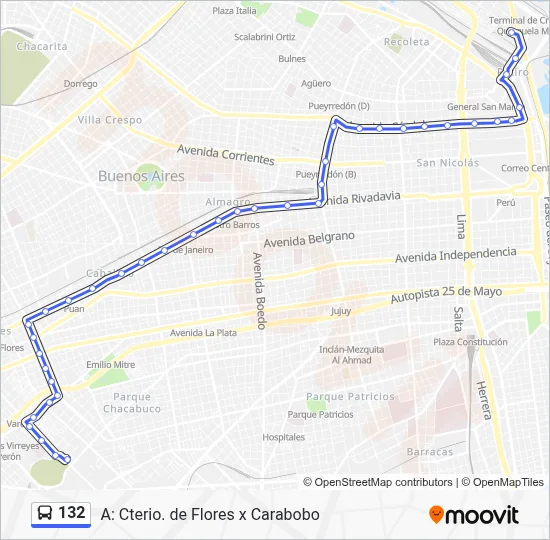 132 Colectivo Line Map