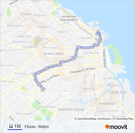 Mapa de 132 de Colectivo