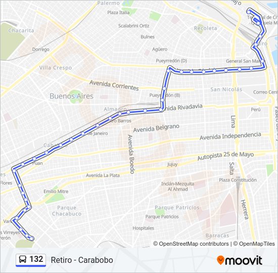 Mapa de 132 de Colectivo