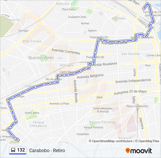 Mapa de 132 de Colectivo