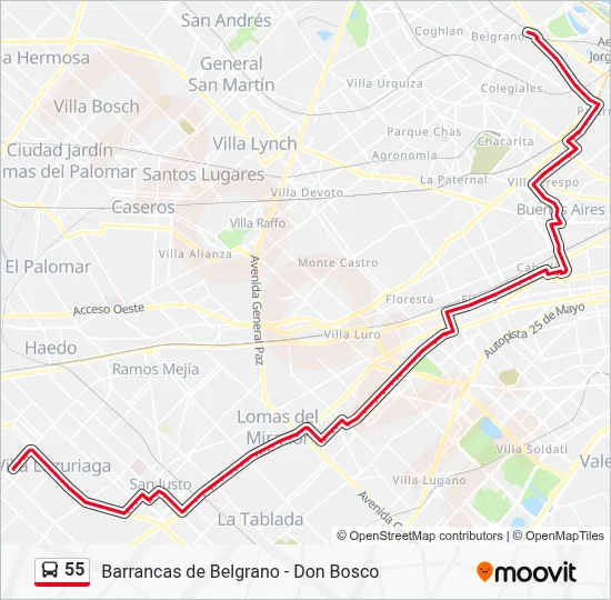 55 Colectivo Line Map