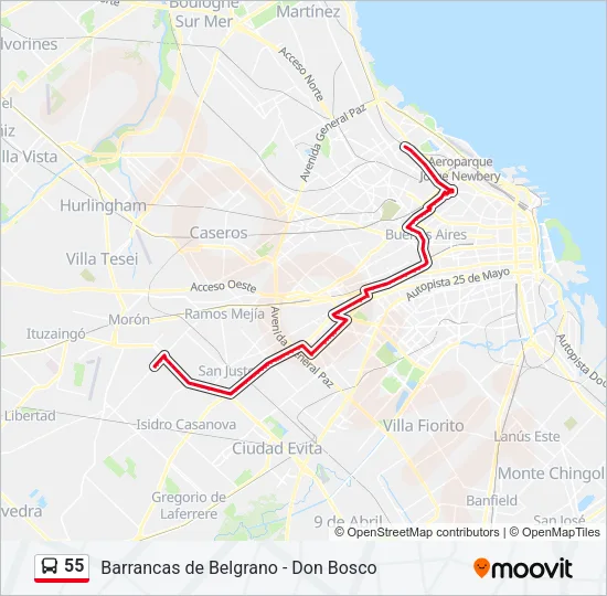 55 Colectivo Line Map