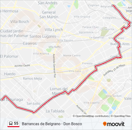 Mapa de 55 de Colectivo