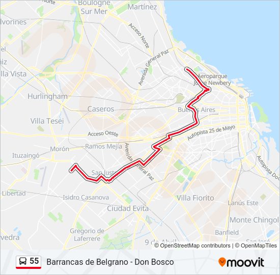 Mapa de 55 de Colectivo