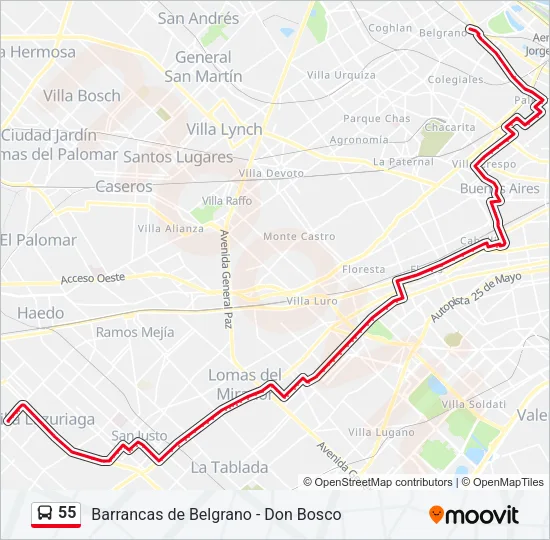 55 Colectivo Line Map