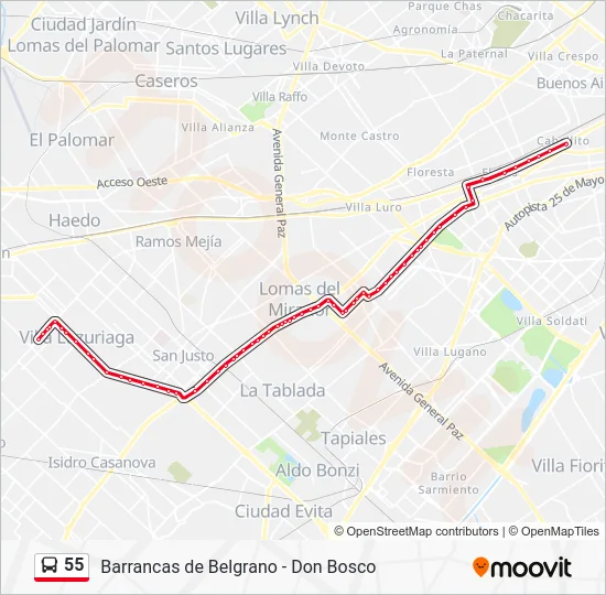 55 Colectivo Line Map