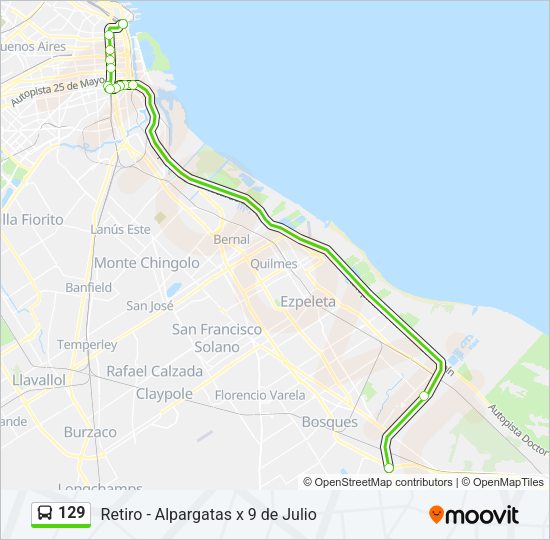 Mapa de 129 de Colectivo