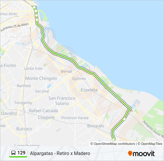Mapa de 129 de Colectivo