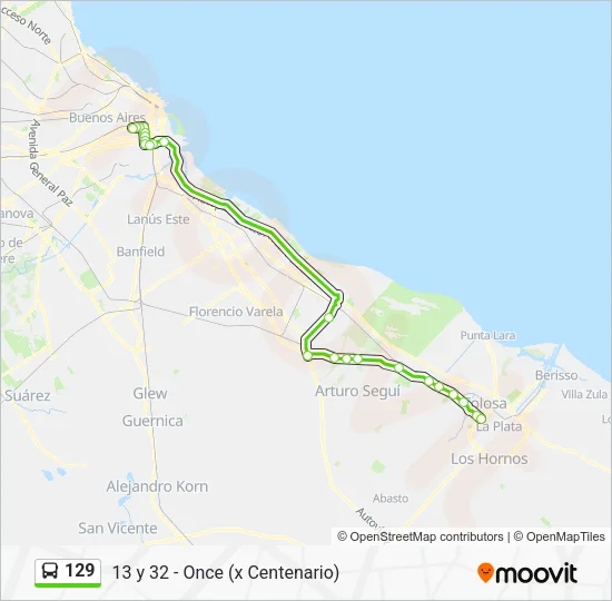 Mapa de 129 de Colectivo