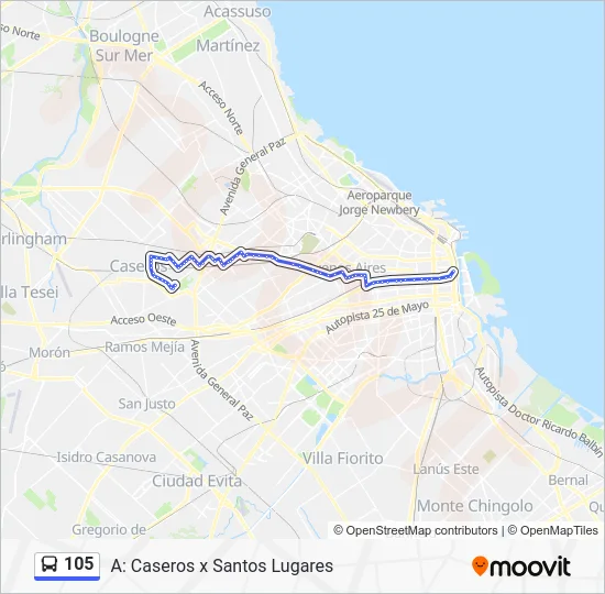 105 Colectivo Line Map