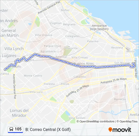105 Colectivo Line Map