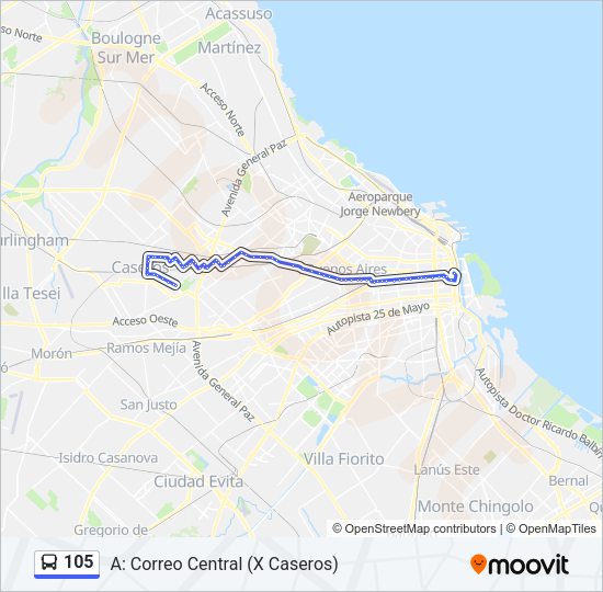 Mapa de 105 de Colectivo