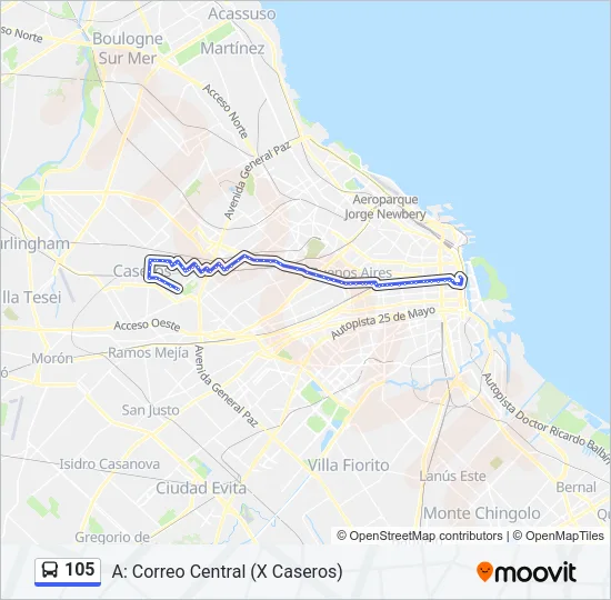 105 Colectivo Line Map