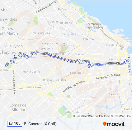 Mapa de 105 de Colectivo