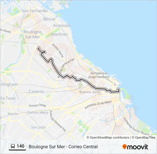 140 Colectivo Line Map