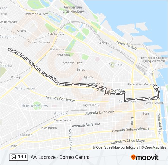 140 Colectivo Line Map