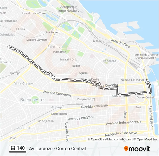 140 Colectivo Line Map
