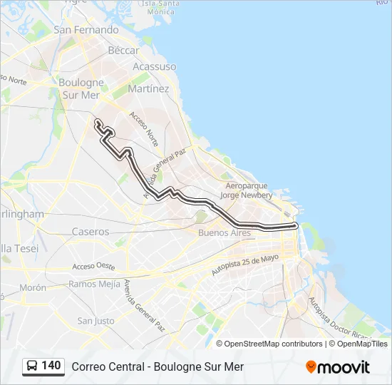 140 Colectivo Line Map