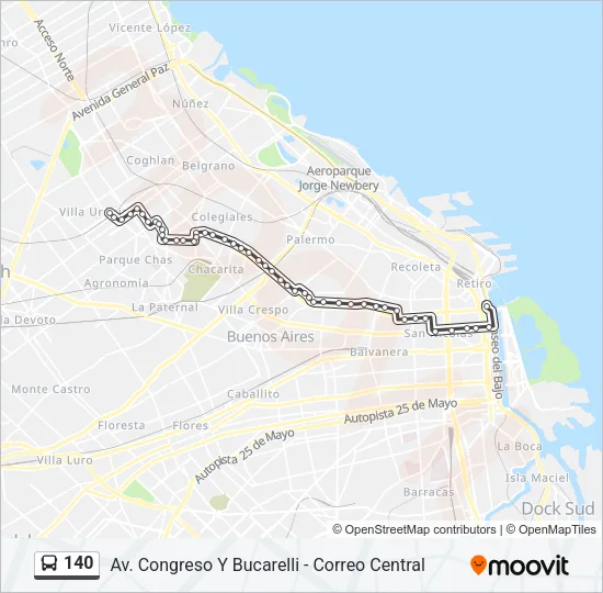 140 Colectivo Line Map