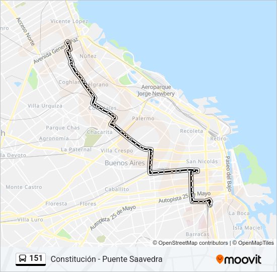 Mapa de 151 de Colectivo