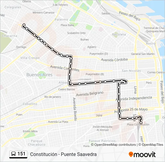 151 Colectivo Line Map